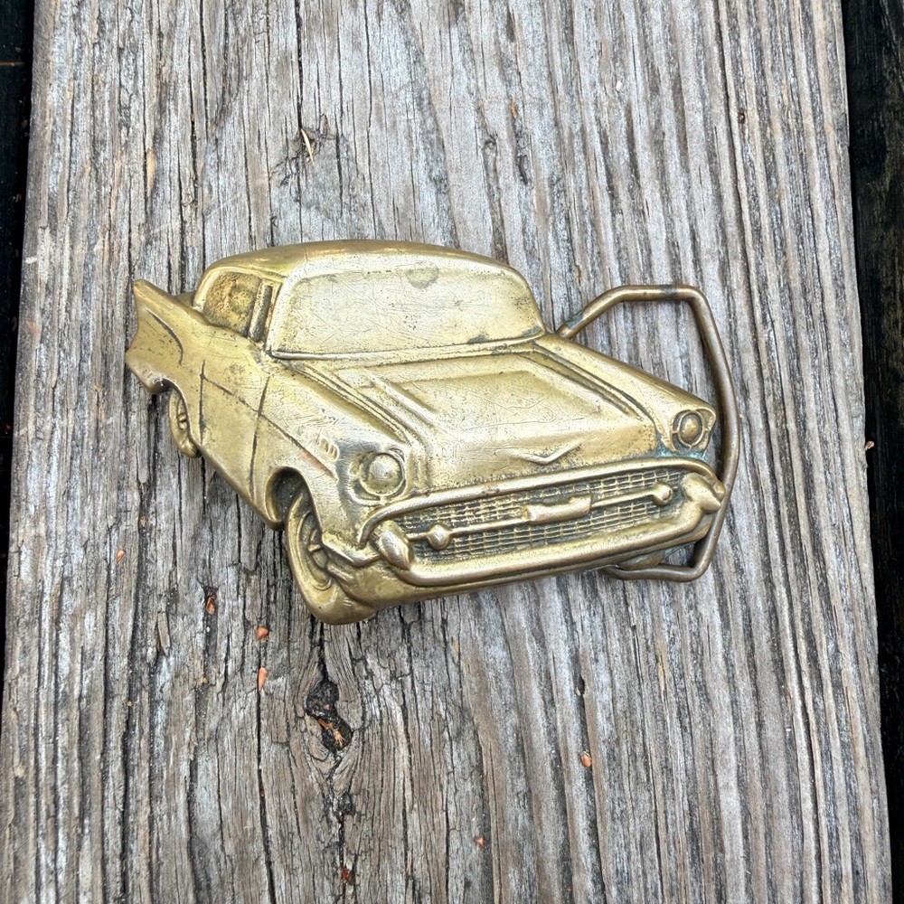 Vintage 1978 Solid Brass Baron Car Belt Buckle